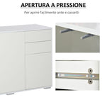 Multiuse cabinet 2 drawers and 2 pressure cabinets, white, white - Borgè