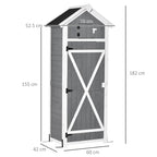 Garden Shed Fir Tool Storage with Removable Shelf and Work Table, 78x52.5x182 cm, Grey - Borge' Group Limited