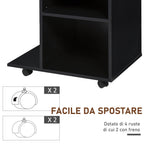 Black wooden wooden printer door with 1 drawer 2 shelves CPU shelf - Borgè