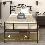 Single Stainless bed structure with integrated slats, headboard and footboard, 90x200cm - Borgè