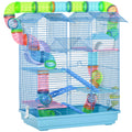 Pawhut for hamsters and 5 -storey rodents with colored pipes, wheel, small house and accessories included, blue, 47x30x59cm - Borgè