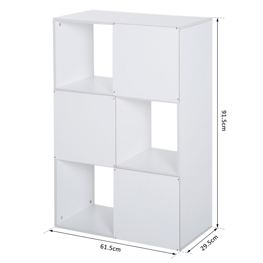 Homond bookcase with 6 white cubic compartments 91.5x29.5x61.5cm - Borgè