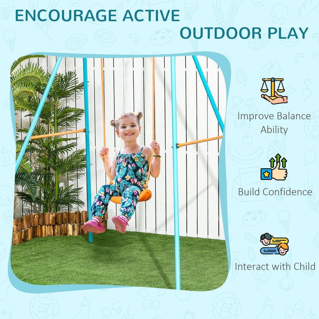 Outsunny swing for children 3-8 years as a garden in steel and pe with seat and pickets, 163x145x181 cm - Borgè