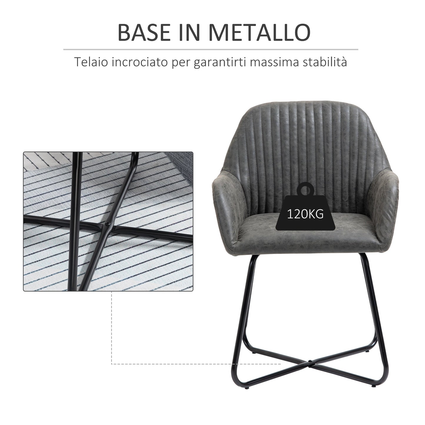 Set 2 Modern Chairs For Dining Room Kitchen or Starting Starting Padded in Similarpelle - Grey - Borgè