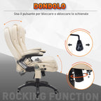 Massegoing office armchair with eco-leather heating, beige, 62x68x111-121cm - Borgè