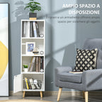shelf bookcase with 3 shelves and 1 wooden locker, 40x30x129.5cm - white - Borgè