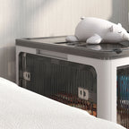 Homcom plastic container with stackable and folding lid from 69l, 5 openings and wheels, white - Borgè