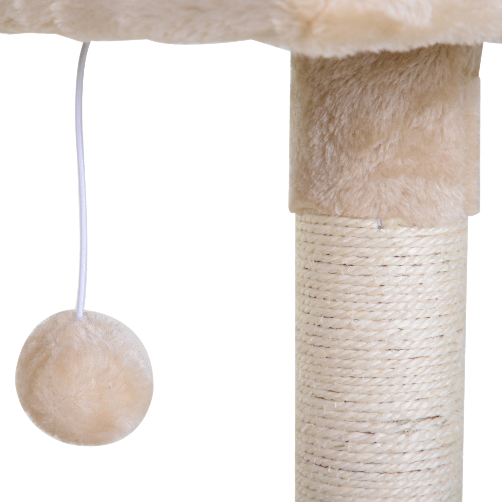 Pawhut Torre for cats max 3.6kg with hammock and hanging ball, in wood and plush, 50x36x70 cm, beige - Borgè