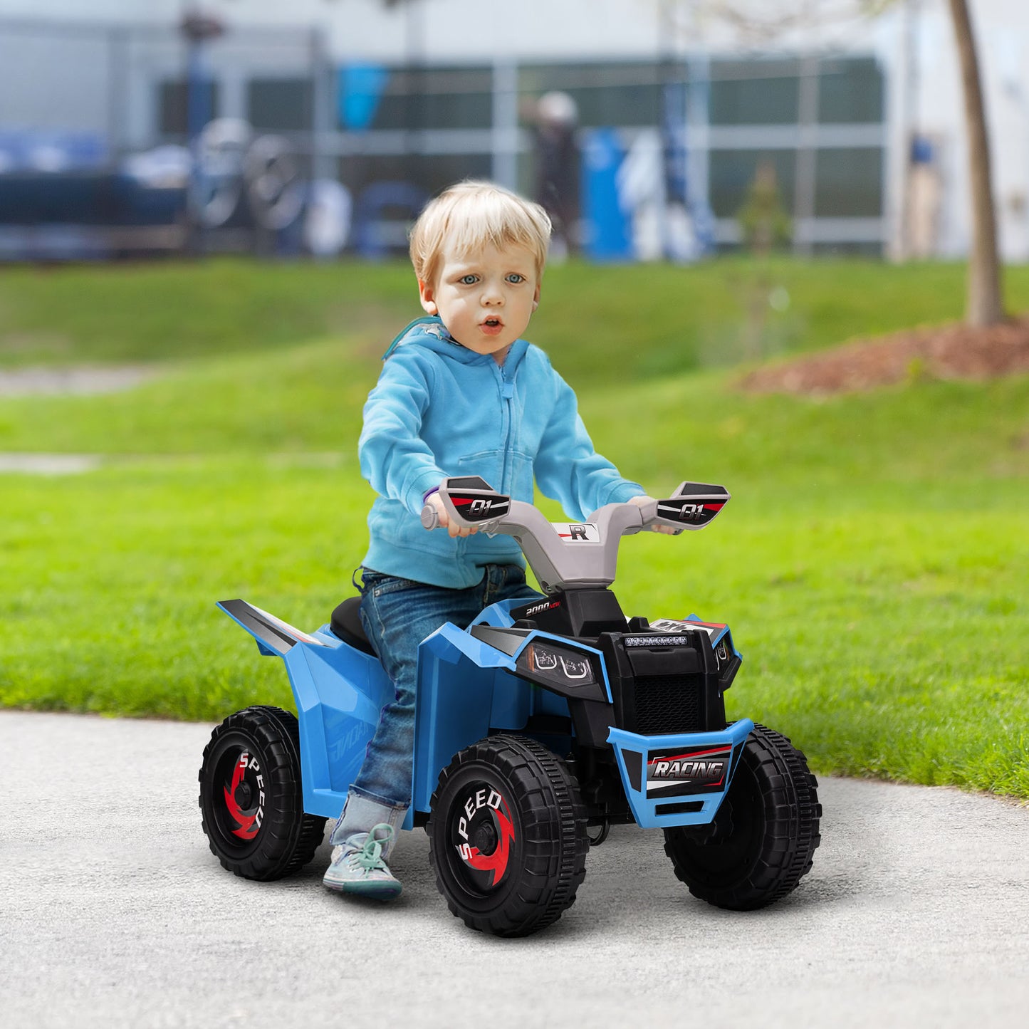 Homcom quad for children 18-36 months in pp and metal, max speed 2.5 km/h, 70x41.5x48.5 cm, gray and black blue - Borgè