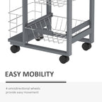 Homcom kitchen trolley with removable drawers and 2 hobs, in pine wood and metal, 47x37x83 cm - Borgè