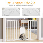 Extendable Dog Gate with Self-Closing Door, Metal and ABS, 75-131x76 cm, White - Borge' Group Limited