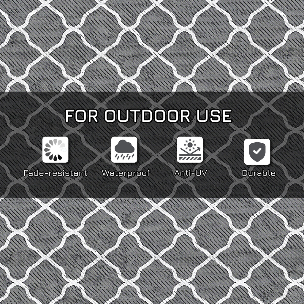 Outsunny outdoor carpet 182x274 cm folding and reversible, in gray and white polypropylene - Borgè