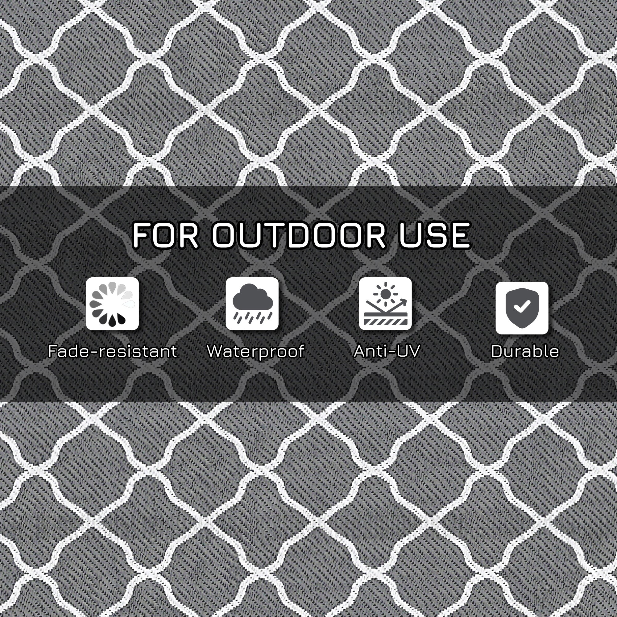 Outsunny outdoor carpet 182x274 cm folding and reversible, in gray and white polypropylene - Borgè