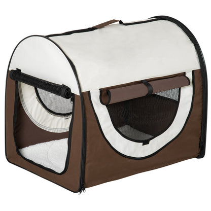 Pawhut transports for dogs and cats folding with door and windows on the net, oxford and steel fabric, 70x51x59cm brown - Borgè