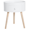Modern Living Room Table with wooden, white, ф38x45cm drawer - Borgè