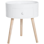 Modern Living Room Table with wooden, white, ф38x45cm drawer - Borgè