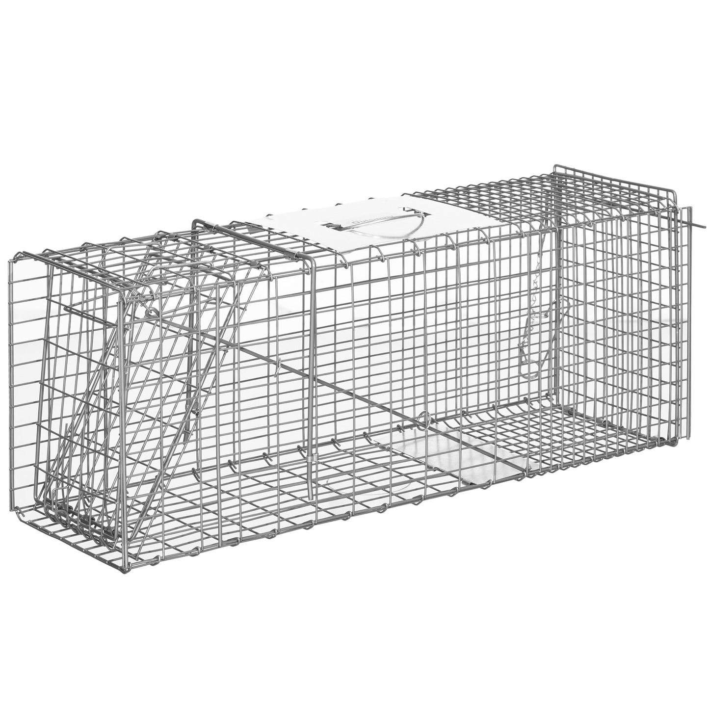 Outsunny cage trap for live animals folding in steel, 81x26x34.5cm, silver - Borgè