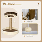 Cat Scratching Pole for Cats up to 5kg with Bed and Play Ball, in Chipboard, Plush and Jute Rope, 41x41x44 cm - Borge' Group Limited