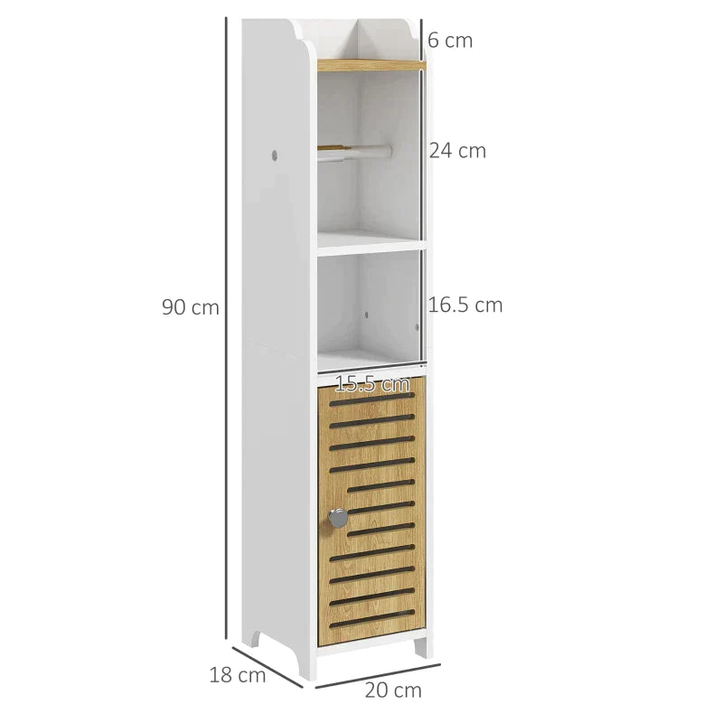 White Bathroom Cabinet with shelves and lower cabinet | 18x20x90 cm - Borgè