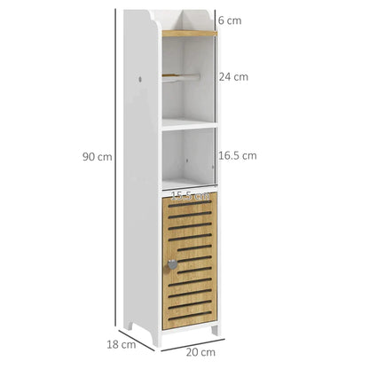 White Bathroom Cabinet with shelves and lower cabinet | 18x20x90 cm - Borgè