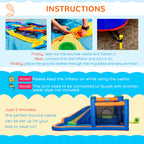 Inflatable Castle for Children 3-8 Years with Slide, Trampoline and Pool, 380x340x170cm - Borge' Group Limited