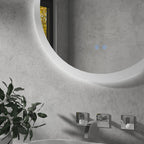kleankin Round Bathroom Mirror with LED Lights, Wall-Mounted Dimmable Makeup Mirror with 3 Temperature Colours, Defogging Film, Memory Function, Hardwired, 70 x 70 cm - Borgè