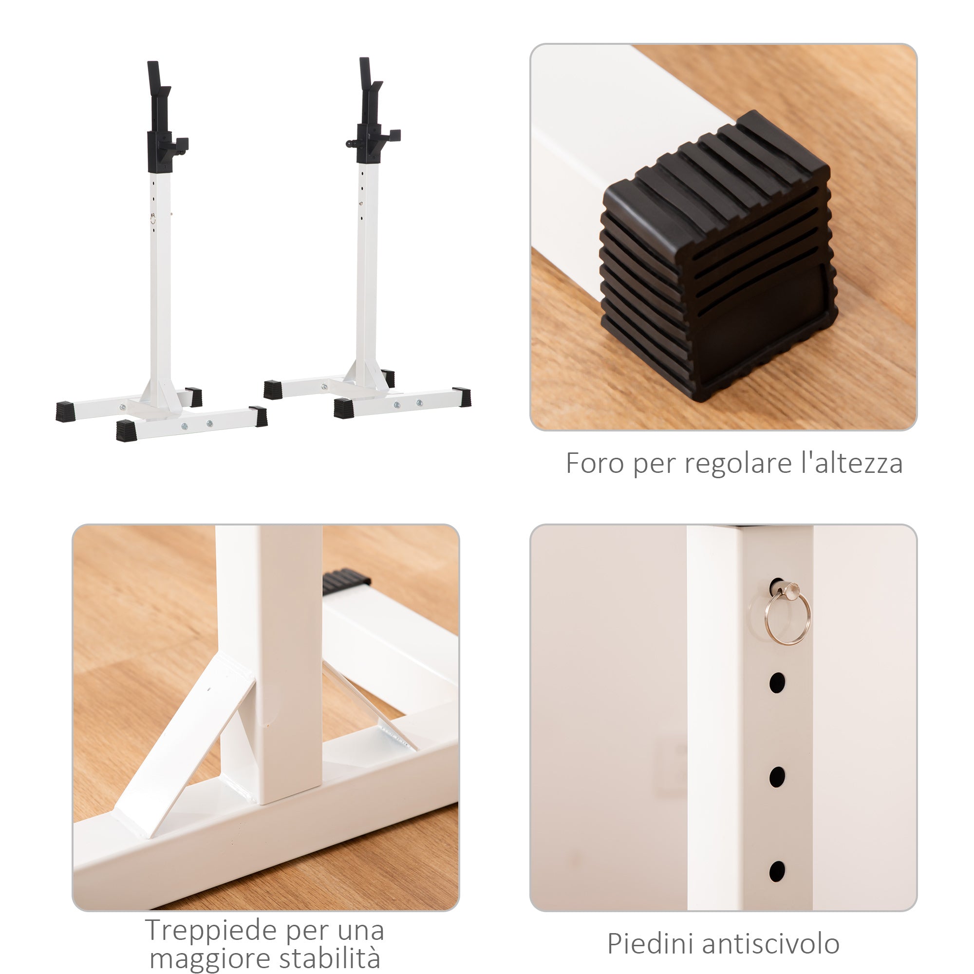 brings universal steel barbell, adjustable height on 12 levels, maximum load 150kg - Borgè