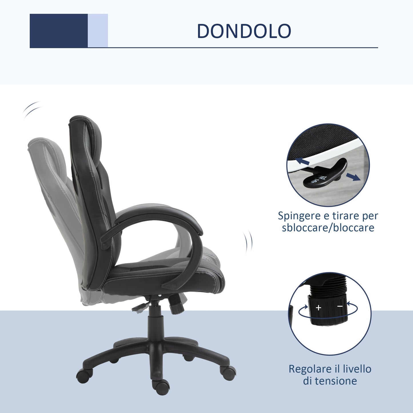 Gaming style office chair, black - Borgè