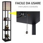 Modern Land Lamp with 3 Levels Black Library 26 x 26 x 160 cm - Borgè