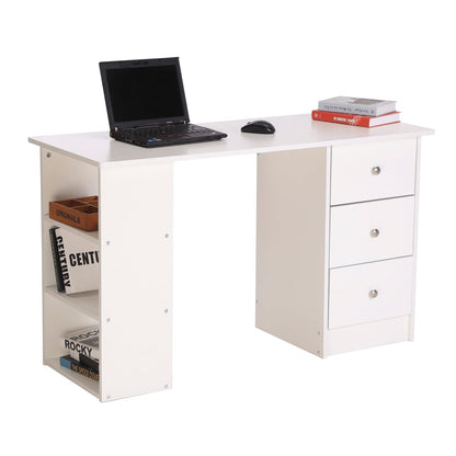 desk with drawers and storage shelves, white, 120x49x72cm