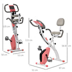 Folding Exercise Bike, 8 Level Adjustable Magnetic Resistance, Fitness Bike with Heart Rate Sensor, Arm Bands, LCD Screen, 2.5kg Flywheel, Pink - Borge' Group Limited