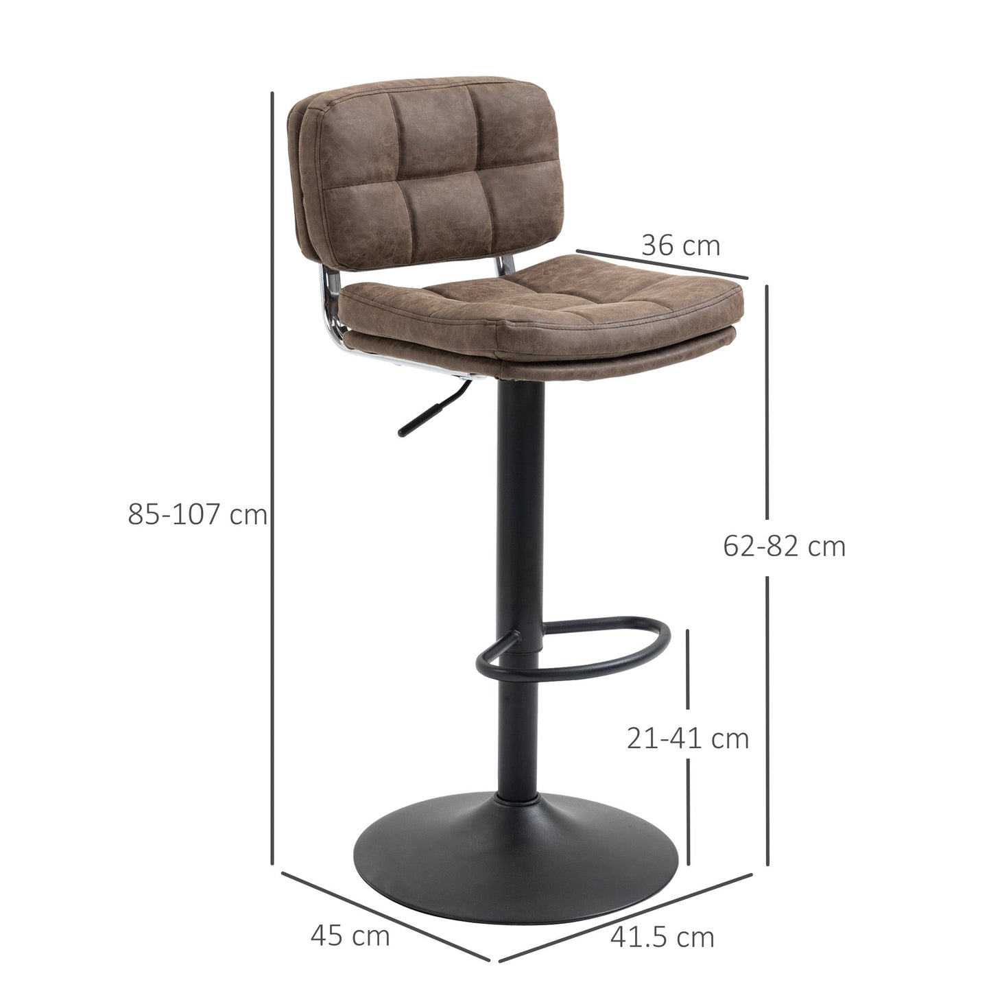 Set 2 swivel bar stools with adjustable height similar and padding - brown