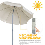 2x2.3m Portable Outdoor Umbrella with Tilting Canopy, Metal and Polyester, Cream - Borge' Group Limited