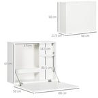 Folding Wall Desk and Space -Space With Shelves, for home and Office, in Truciolato and MDF, 60x21.5x50 cm, white - Borgè
