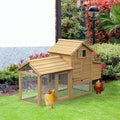Prefabricated Wooden Chicken Coop for 2 Chickens with Run and Nest for Brooding, 150.5x54x87cm - Borge' Group Limited