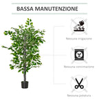 Ficus Artificial plant 135cm tall with internal and outdoor vase - green - Borgè