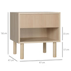 modern bedside table with drawer and open shelf in chipboard, 47x47x50 cm, wood color - Borgè