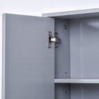 Homcom double glass cabinet with adjustable shelf with wood walls 48x14.5x45cm gray - Borgè