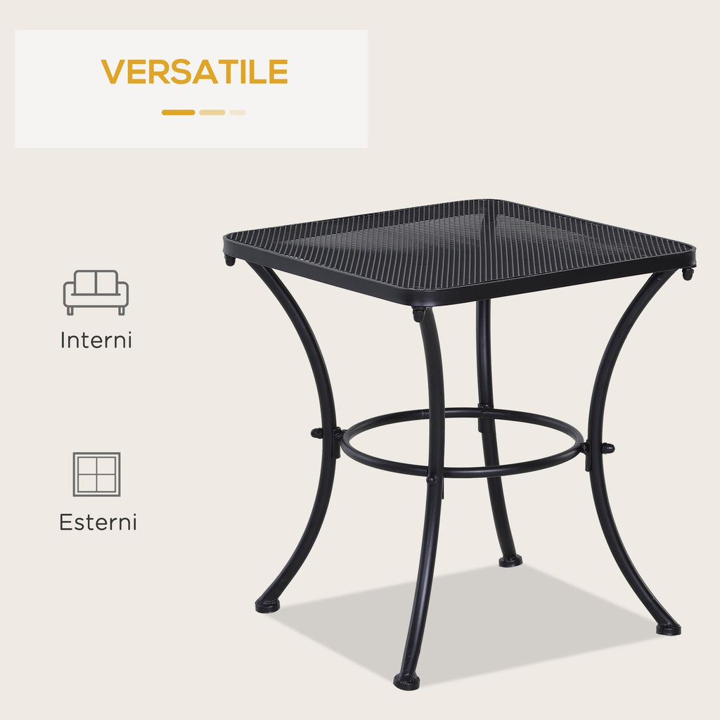 Square Steel Garden Table with Perforated Top, 45x45x50 cm, Black - Borge' Group Limited