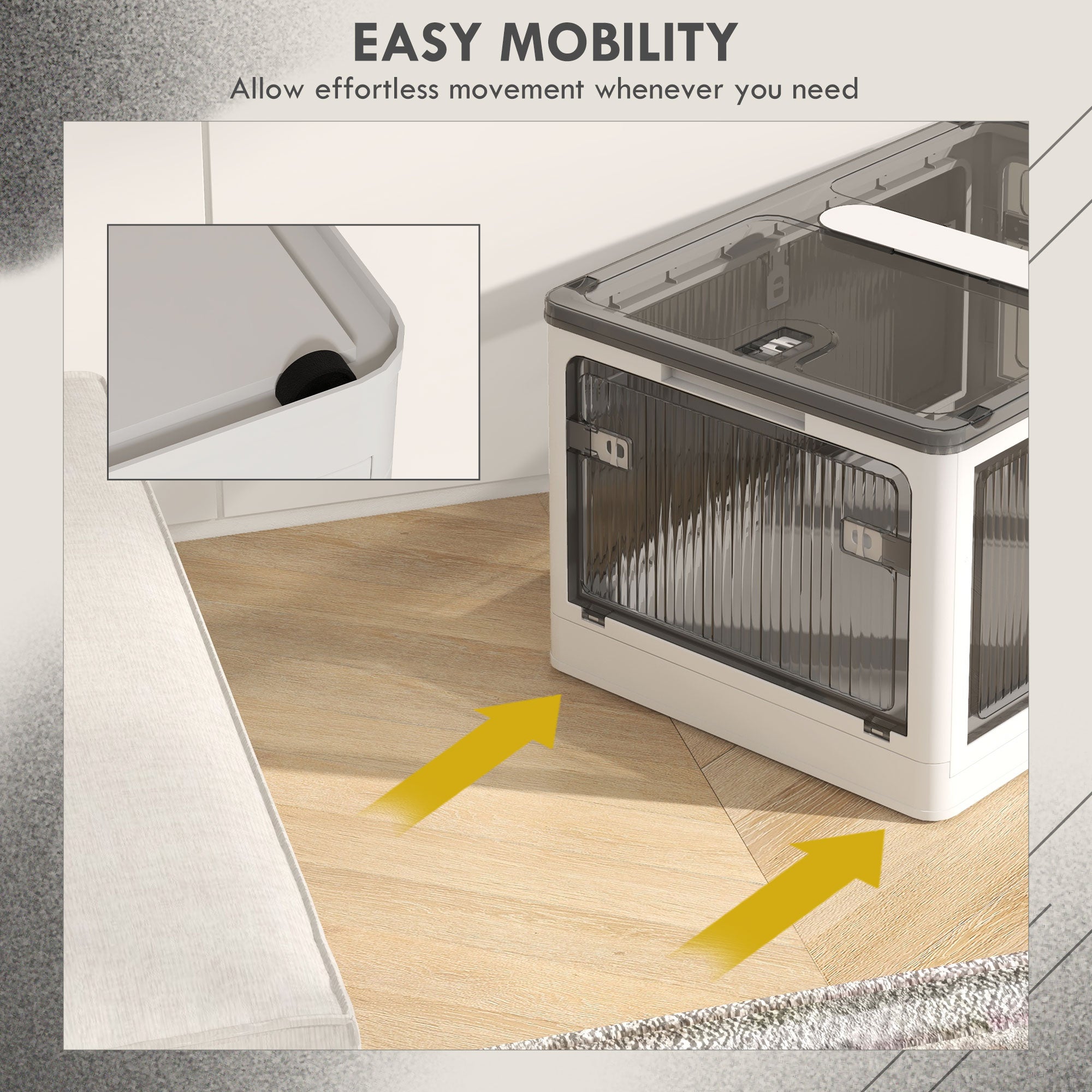 Homcom plastic container with stackable and folding lid from 69l, 5 openings and wheels, white - Borgè