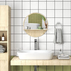 Kleankin Rotondic bath mirror in chipboard and glass with storage shelf and 2 rear hooks, Ã˜45x10 cm - Borgè