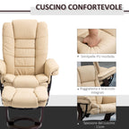 LIMO | Cream Armchair with footrests | 360 ° Swivel and Reclining - Borgè