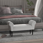 Ottoman Padded Bed Bench with Rolled Armrests, 102x35x51cm, Light Grey - Borgè