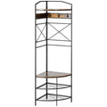 Hanging from angular earth with bench and industrial style shoe rack, 50x50x183cm, brown - Borgè