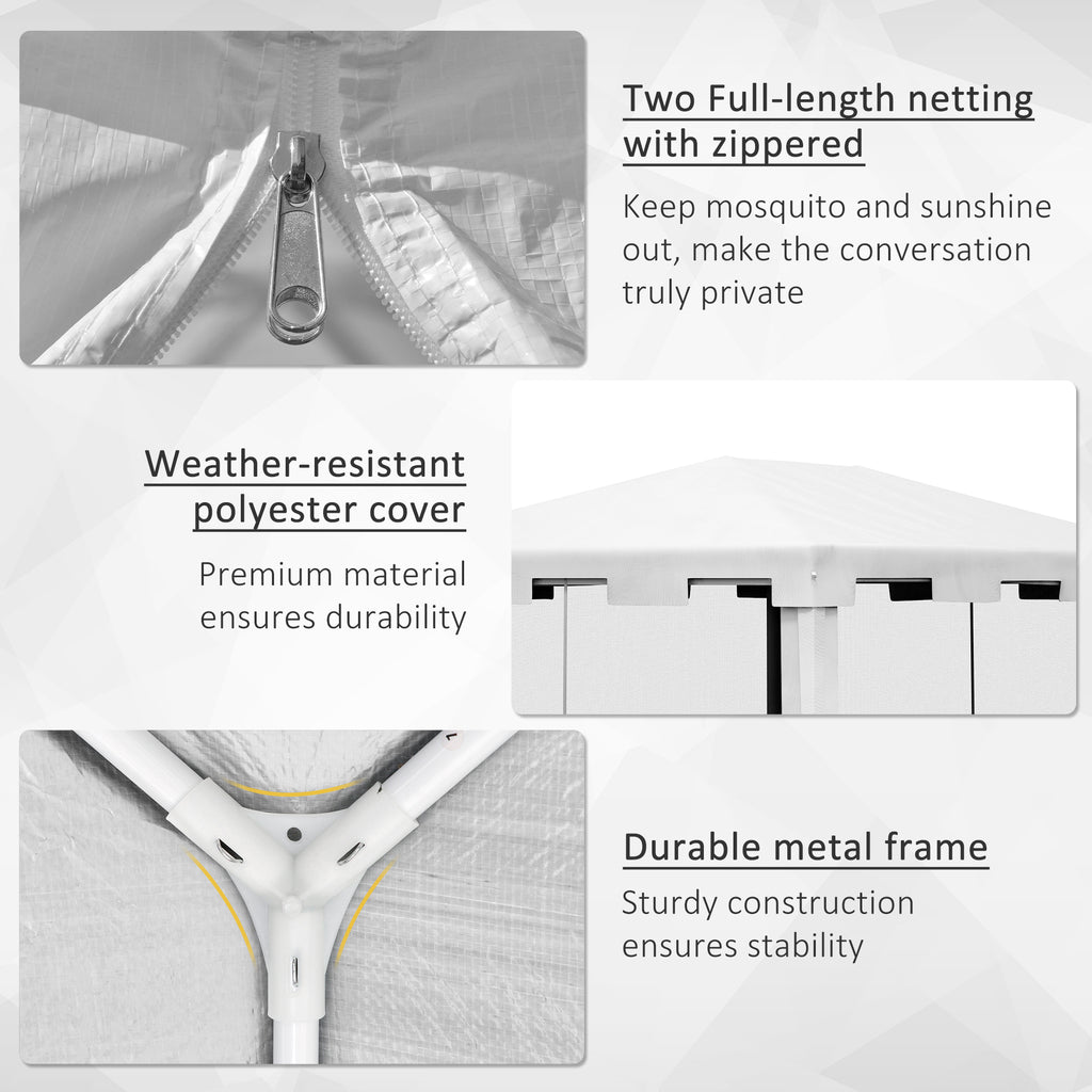 Outsunny Garden Gazebo 4x3 m folding with mosquito net and 2 inputs, in metal and PE, black and white - Borgè