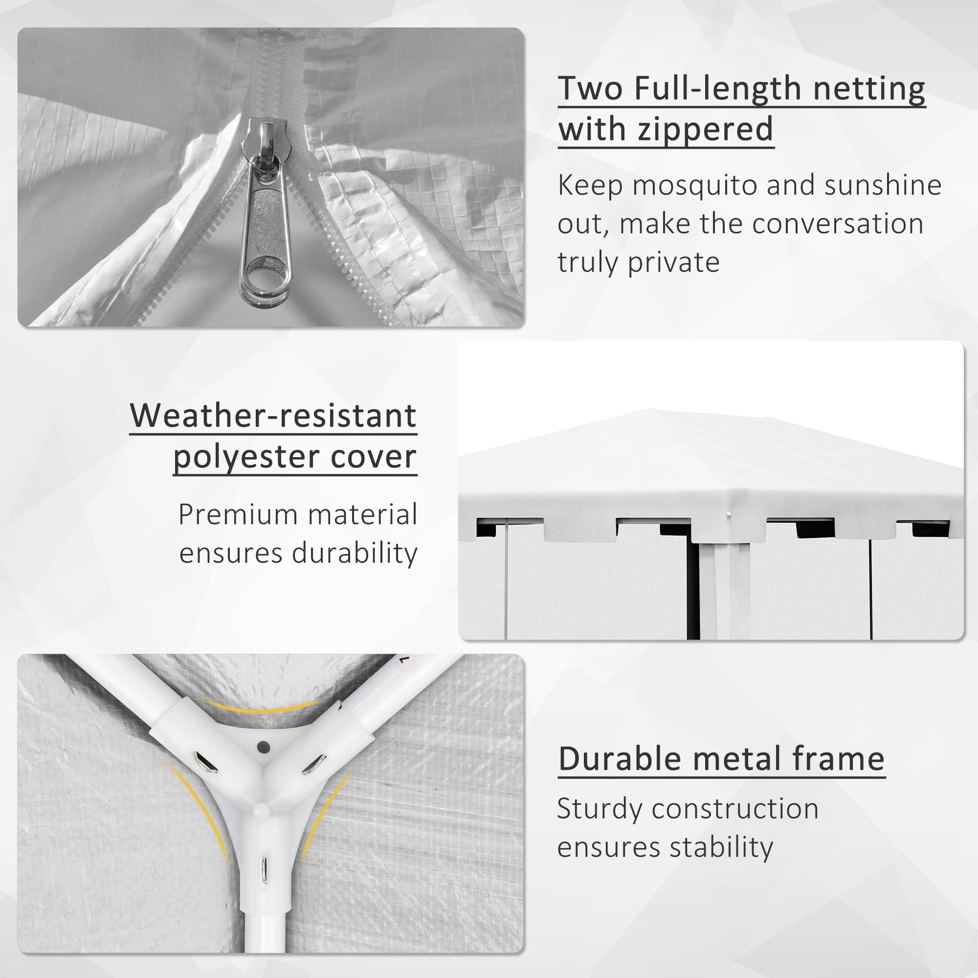 Outsunny Garden Gazebo 4x3 m folding with mosquito net and 2 inputs, in metal and PE, black and white - Borgè
