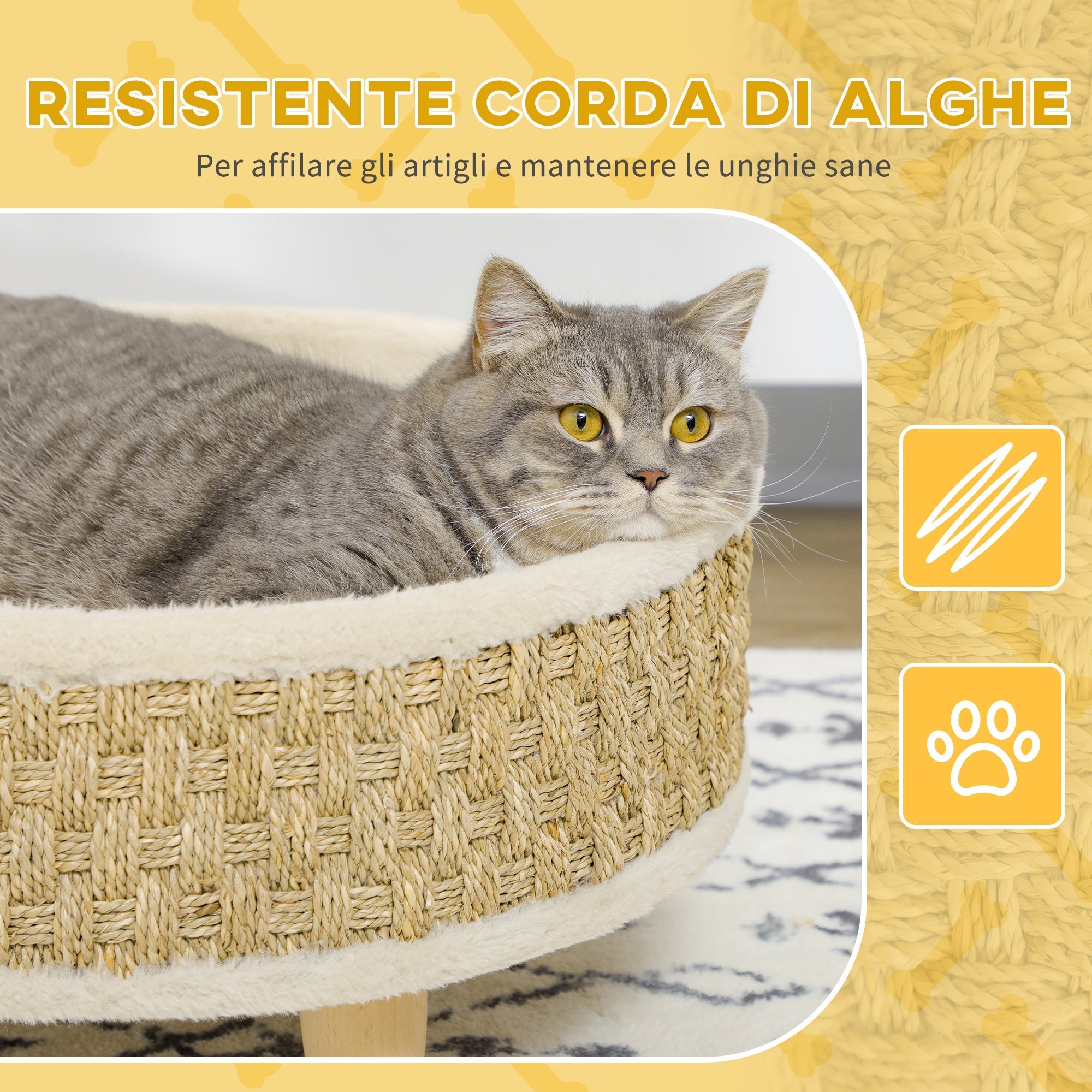 Bed for Small Dogs and Cats in Chipboard with Raised Bottom and Cushion, Ø48x24.5 cm - Borge' Group Limited