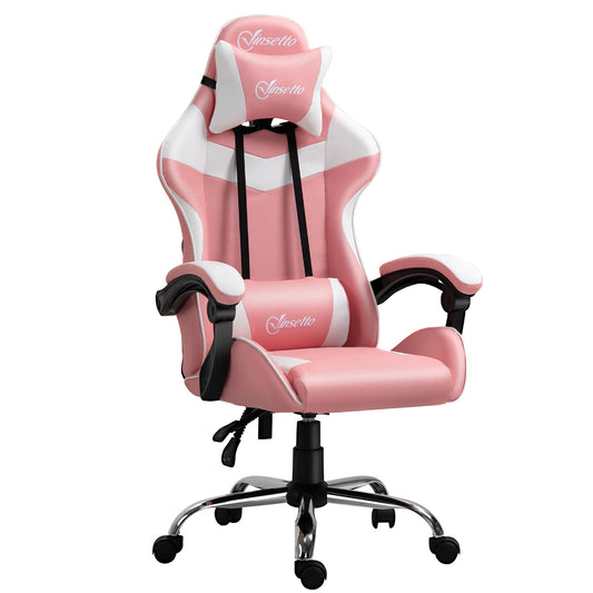 Ergonomic gaming chair with adjustable and reclining height - pink - Borgè