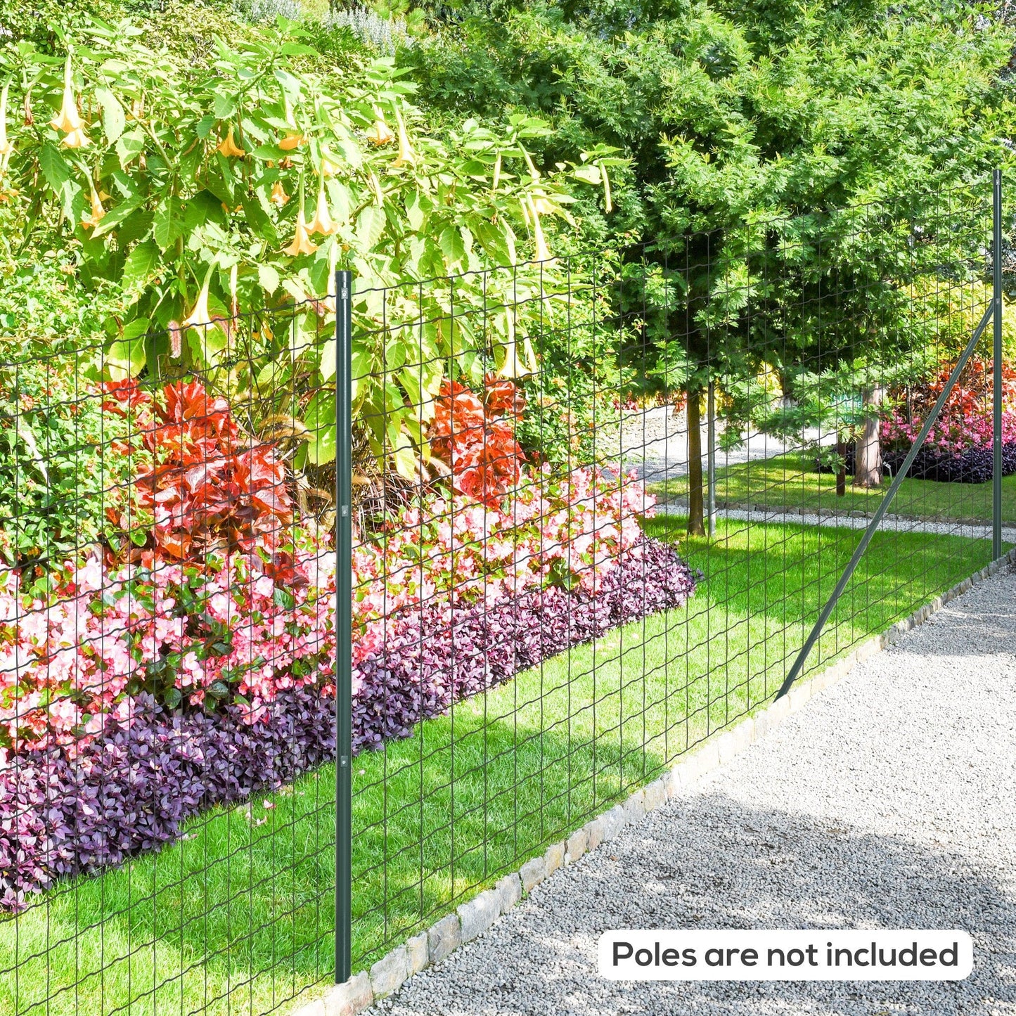 Outsunny steel fence network and PVC for outdoor spaces, 25m roll and height 1.7m, green - Borgè