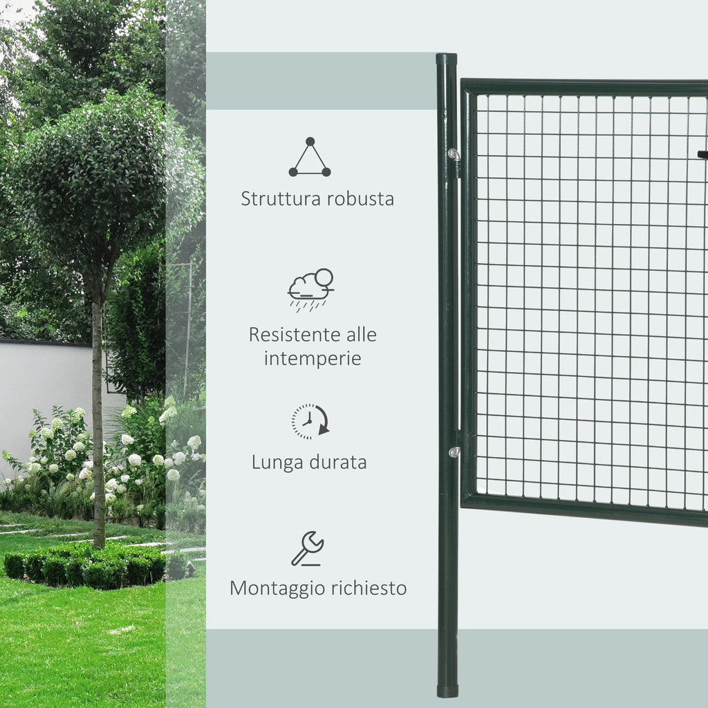Garden gate in steel with lock and 3 keys, 97x150cm, green - Borge' Group Limited